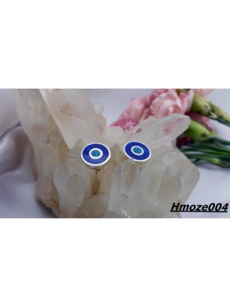 Lapis ve Turkuaz Taşlı Göz Gümüş Küpe