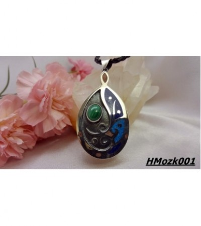 Malahit Taşlı Mozaik Gümüş Kolye Ucu