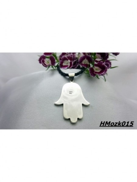 Lapis ve Malahit Taşlı Mozaik İşçilikli Turkuaz Hamsa Fatma Ana Eli Gümüş Kolye Ucu