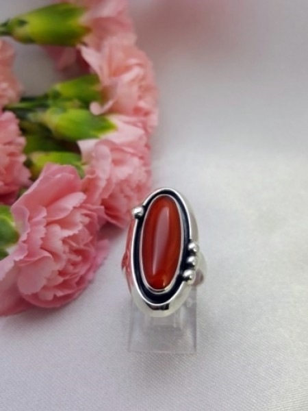 Agat Taşlı Oval Gümüş Yüzük