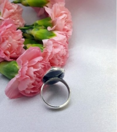 Agat Taşlı Oval Gümüş Yüzük