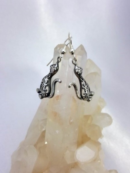 Ajurlu Kedi Gümüş Küpe