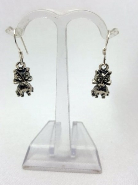 Kedi Şekilli Gümüş Küpe