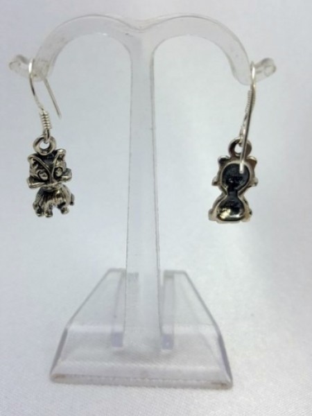 Kedi Şekilli Gümüş Küpe