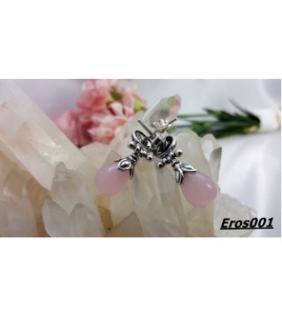 Pembe Quartz Taşlı Gümüş Küpe