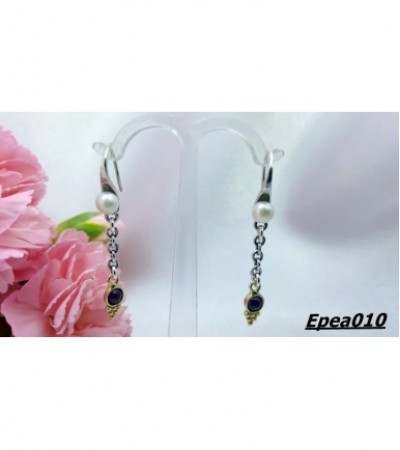 Granatlı İncili Gümüş Küpe