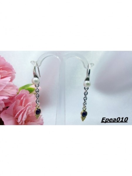 Granatlı İncili Gümüş Küpe