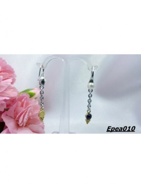 Granatlı İncili Gümüş Küpe