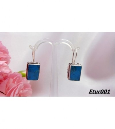 Turkuaz Taşlı Gümüş Küpe