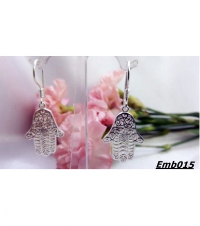 Ajurlu Hamsa Gümüş Küpe