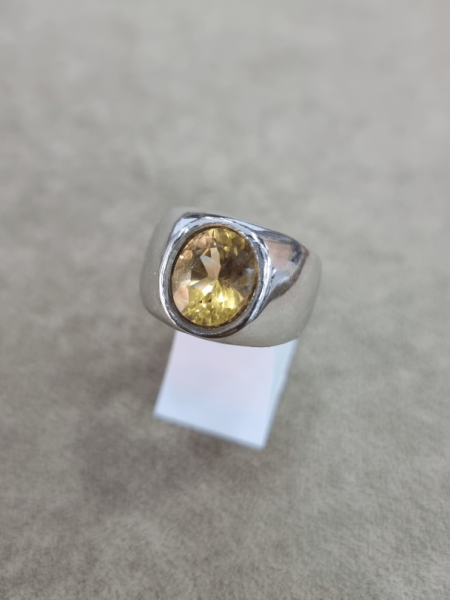 Silver Rings With Citrine And Sapphire